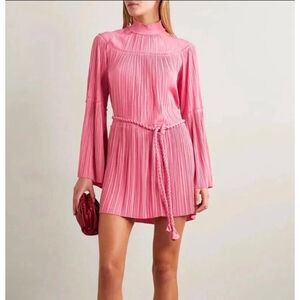 A.L.C. Pink Tressa Bell Sleeve Pleated Mini Dress Size 12